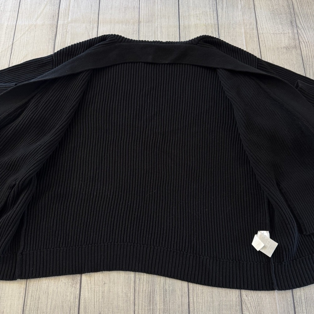 Quince Organic Cotton Oversized Rib Knit Cardigan Sweater Black 2X Plus Women's - Picture 5 of 8